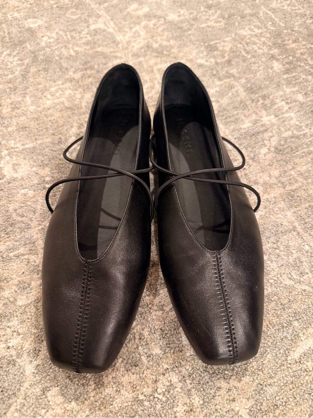 M. Gemi Una Black Leather Lace-Detail Slip-On Loafers